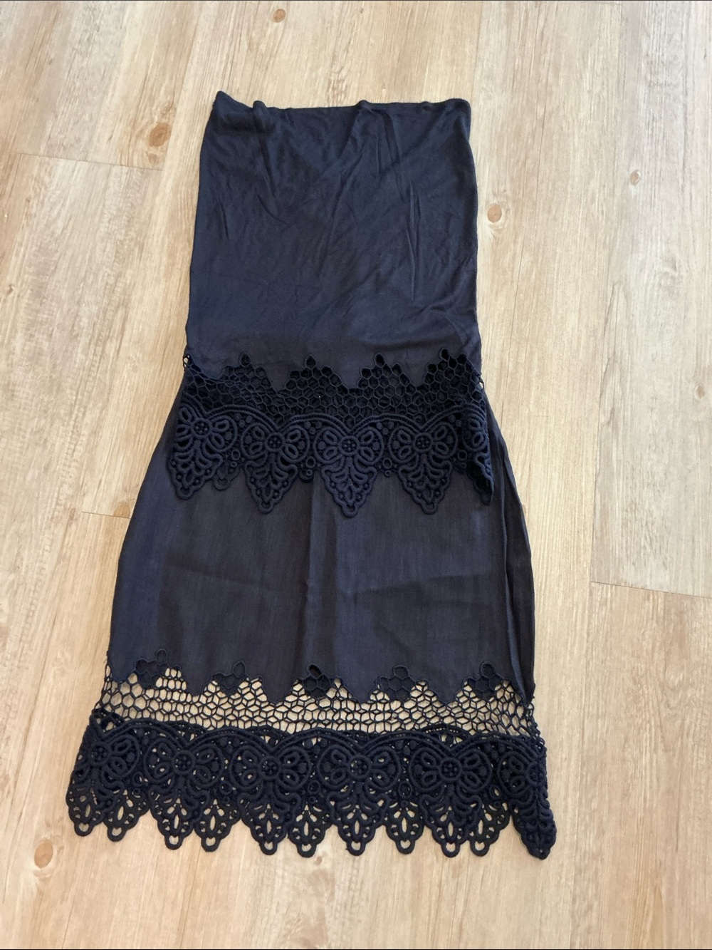 Women’s Navy Crochet-Hem Skirt